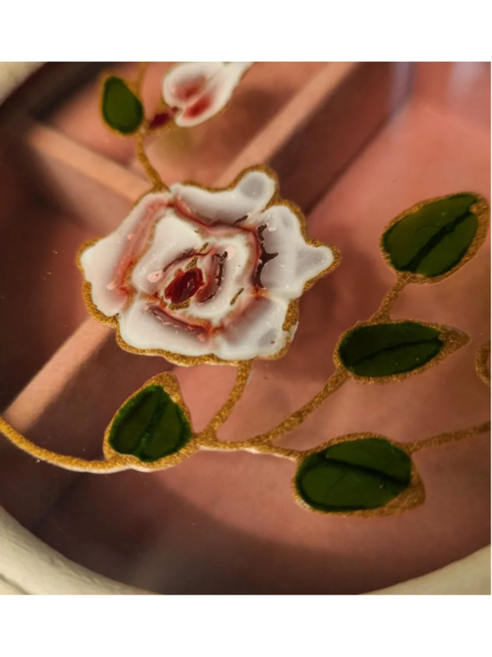 Shabby Chic Floral Jewelry Box / Keepsake Box – Hand Painted Glass Top
